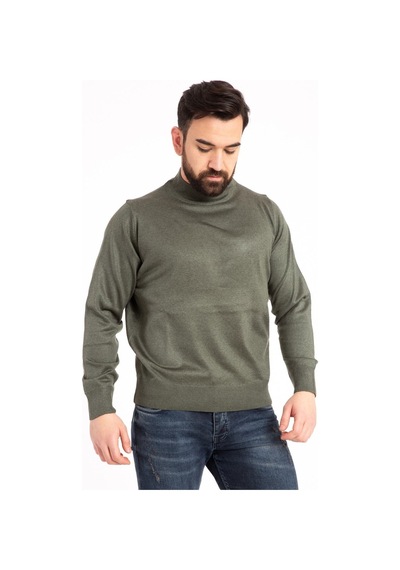 Nacar Store Erkek Haki Yarım Boğazlı Kazak