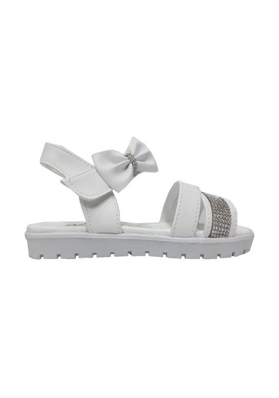 Varkan 8811 Deri Taşlı Kız Çocuk Sandalet 25-29 Beyaz