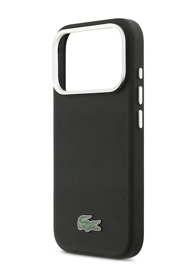 Apple iPhone 17 Pro Max Kılıf Lacoste Lisanslı M-safe Uyumlu Pvc Pike Desenli İkonik Timsah Logolu Siyah