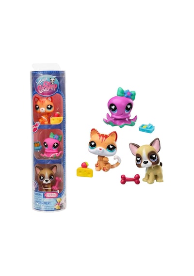 Littlest Pet Shop Minişler 3 Lü Figür Seti S4 S01000735 Kedi - Ahtapot - Köpek Cicciobello