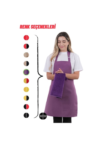Star Ayar Askılı Havlulu Mutfak Önlüğü Seti Havlulu Önlük Mor-mor