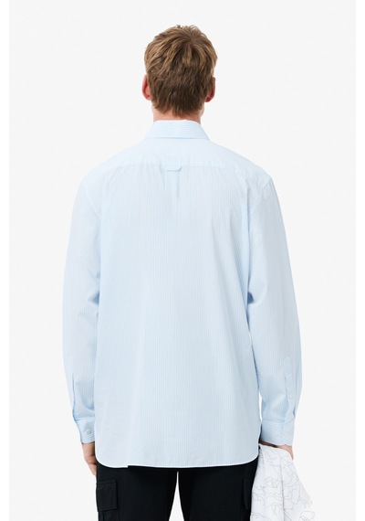 Lacoste Men's Relaxed Fit Blue Shirt Bol Kesim Erkek Gömlek Mavi