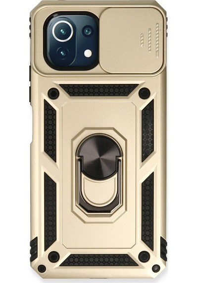 Uray Store Xiaomi Mi 11 Lite Kılıf Pars Lens Yüzüklü Silikon - Gold