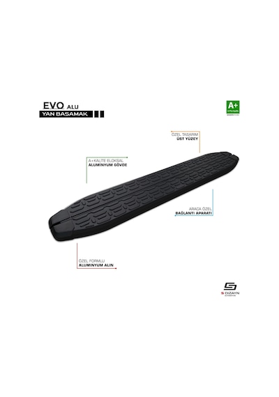 S-dizayn Mercedes Vito W447 Kısa Şase Evo Siyah Yan Basamak 233 Cm 2014 Üzeri A+ Kalite