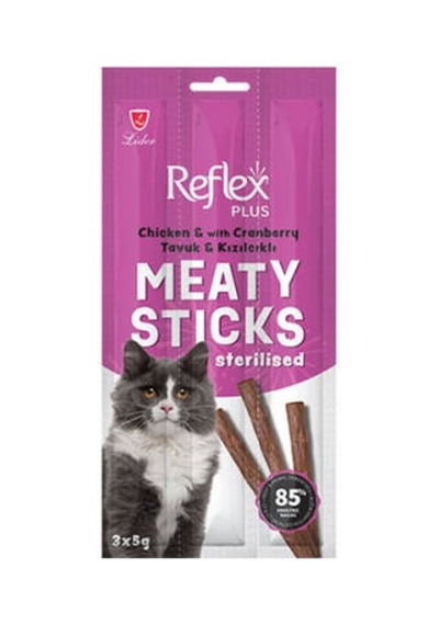 Meaty Sticks Tavuklu Ve Kızılcıklı Tahılsız Kısırlaştırılmış Kedi Ödül Çubuğu 3x5 Gr