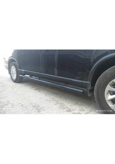 Rexton 2005-2014 Uyumlu Krom Ø70 Yan Basamak Tubular C Modeli Siyah