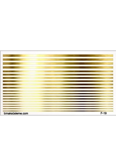Altın Çızgi Tırnak DövmeTırnak StickerTırnakTatooNail Art F 19