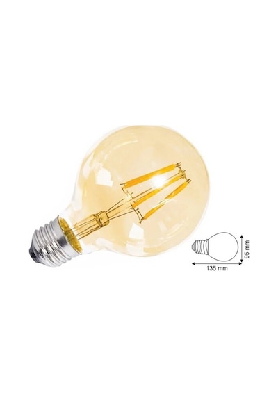 G95 Rustik Led Ampul 4 Watt Gün Işığı Yuvarlak Rustik Glop Ampul 10 Adet