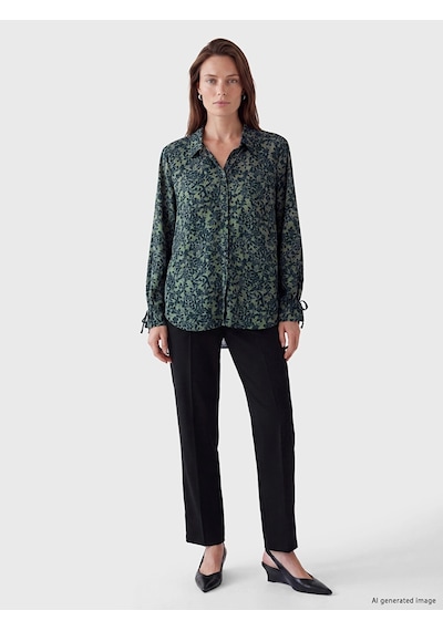 LC Waikiki Lcw Grace Yeşil Desenli Kadın Gömlek Green Prınted