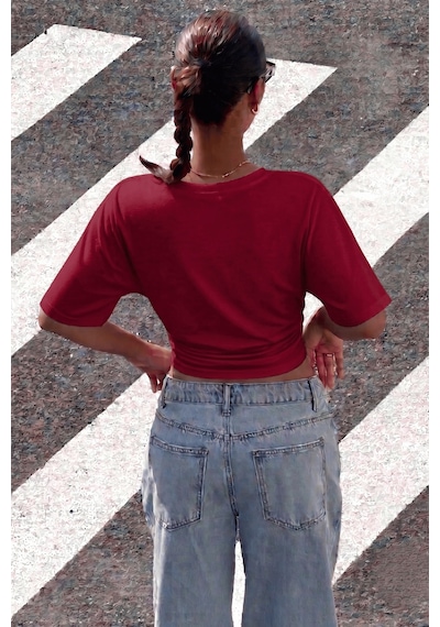 Genius Store Kadın Bele Oturan Geniş Kollu Bluz Yarasa Kol Siyah Bluz Yarasa-bluz Bordo