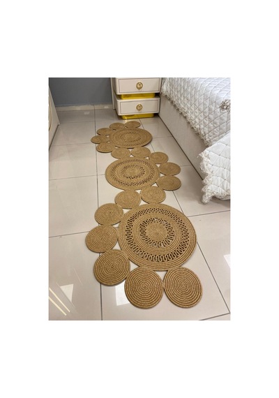 Jüt Hasır Görünümlü Desenli Modern El Örgüsü Sarmal Halı Kilim Kırçıl Hasır Kırçıl Hasır