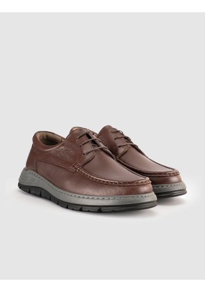 Cabani Hakiki Deri Kahve Erkek Günlük Sneaker Ayakkabı Kahverengi