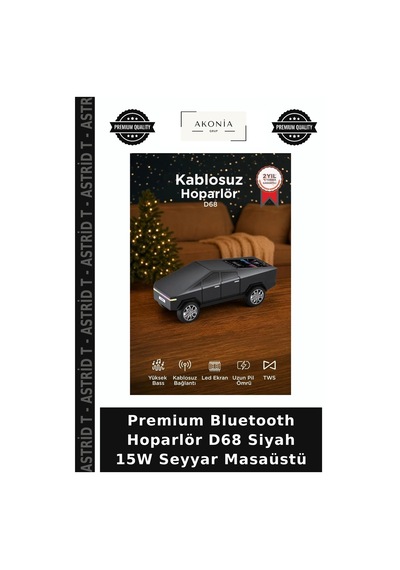 Premium Bluetooth Hoparlör D68 Siyah 15w Seyyar Masaüstü