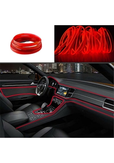 Astraled Kırmızı Universal İp Neon Led Araç İçi Aydınlatma 12v Led İp Formlu Trim 2 Metre