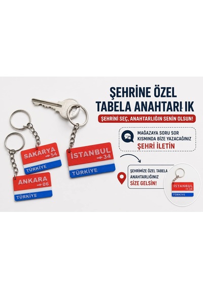 Şehir Tabelası Anahtarlık , Kişiye Özel - Hediyelik Şehir İsimli Plakalı Araç Anahtarlık - Tabela An