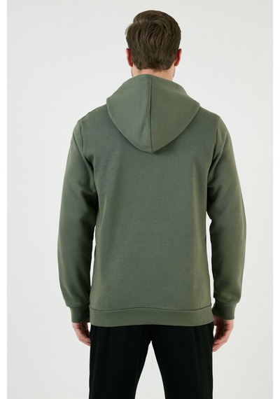 Buratti  Kanguru Cepli Fermuarlı Kapüşon Yaka Slim Fit Erkek Sweat 575707 Haki