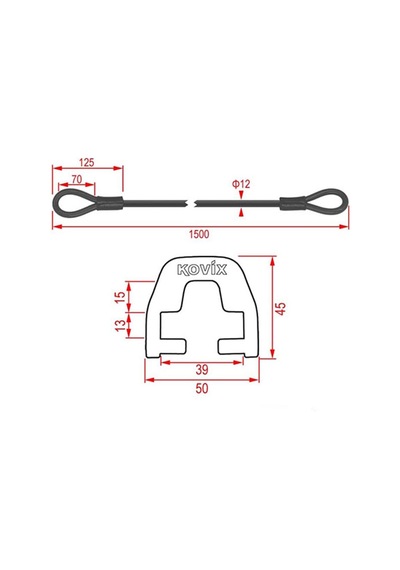 Kovix KZA-150 Çelik Kilit + Kd6 Bağlantı Adaptörü-59659