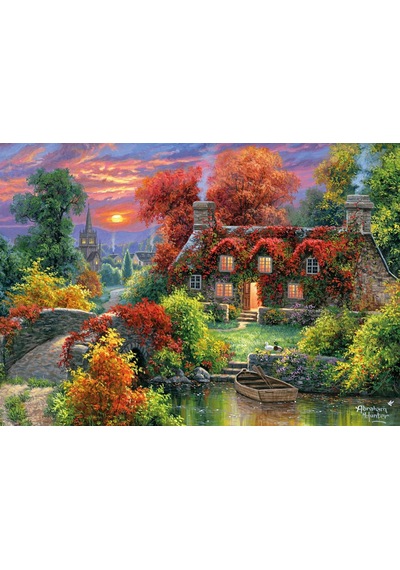 1000 Parça Göl Evinde Sonbahar Puzzle Standart
