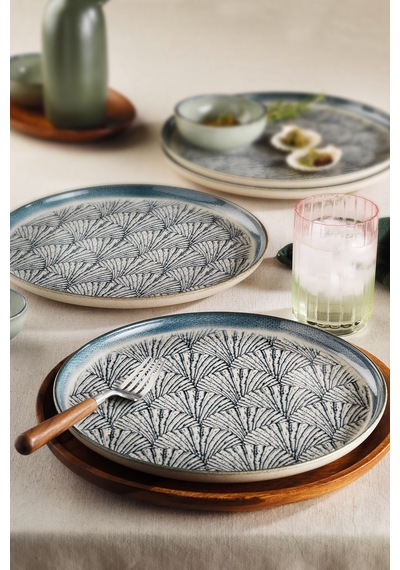 Kütahya Porselen Perla 4 Parça 27 Cm Servis Tabağı Beyaz Ve Altın