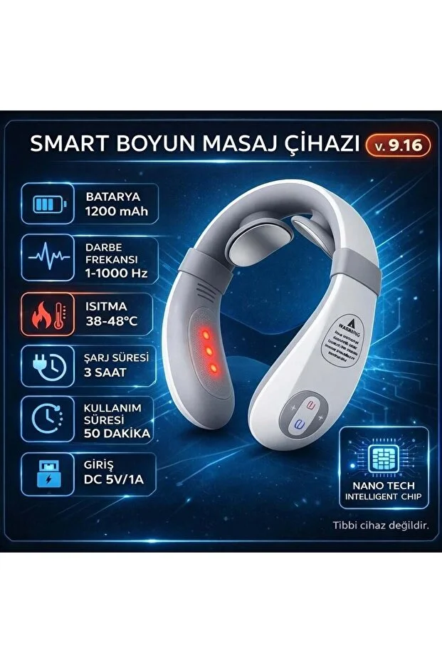 Eldi Medikal 6 Modlu Isıtmalı Wellness Teknolojisi Boyun Ve Omuz Masaj Cihazı