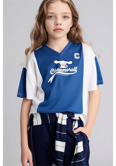 Defacto Cinnamoroll Oversıze V Yaka Kısa Kollu Tişört Kız Çocuk G8504a826smwt34 Beyaz-wt34