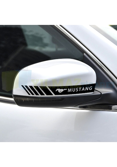 Mustang Logo Arma Yan Dikiz Ayna Kapağı Şerit Oto Sticker Etiket 20 X 2 Cm