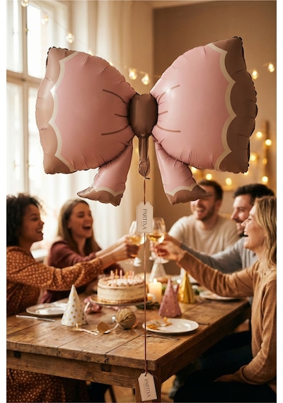 Retro Pembe Fiyonk Folyo Balon Baby Shower Doğum Günü Parti Süsü Çok Renkli
