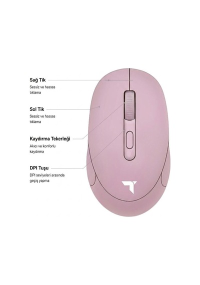 Teknoloji Tablet Faresi Çalışma Alanı Mouse Çift Modlu Sessiz Kablosuz Fare Tm17 Pembe