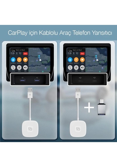 Apple iPhone Uyumlu Usb+lightning Carplay Mirror Adaptör Çevirici -youtube Netflix Tiktok Video Yansıtıcı- 5775