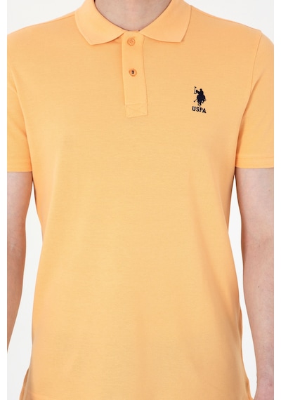 U.S. Polo Assn. Erkek Slim Fit Polo Yaka Turuncu Basic Tişört 50307699-VR202
