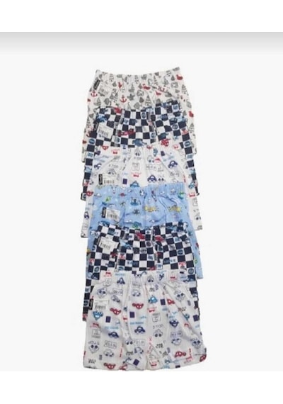 Tutku 0254 Erkek Çocuk Desenli Boxer Şort 6 Adet Renkli