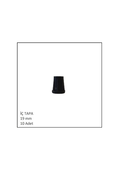 Plastik İç Tapa, Yuvarlak, 19 Mm 10 Adet Siyah