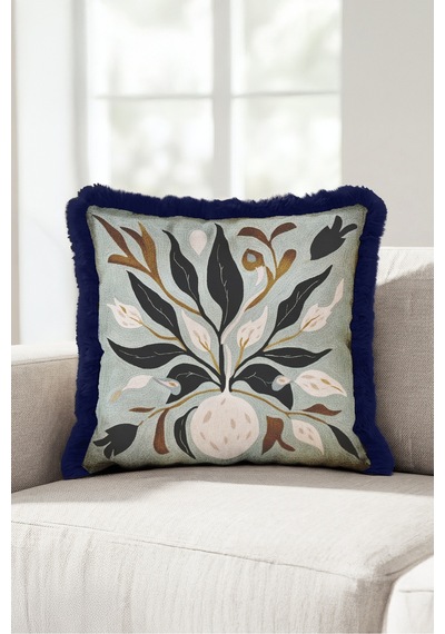 Botanik Çiçek Motifli Saçaklı Yastık Kılıfı - Boho Adaçayı Mavi Lacivert Püsküllü Kırlent Kılıfı Sessiz Atlas Opal Botanik Çiçek Motifli Saçaklı Yastık Kılıfı - Boho Adaçayı Mavi Lacivert Püsküllü Kırlent Kılıfı Sessiz Atlas Opal