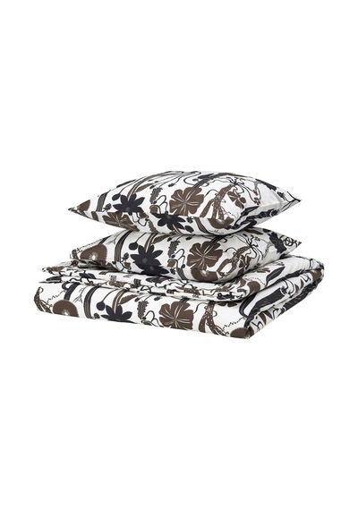 Ikea Lundskaftıng Çift Kişilik Nevresim Takımı 220 X 240 Cm Beyaz - Siyah - Kahverengi Çok Renkli