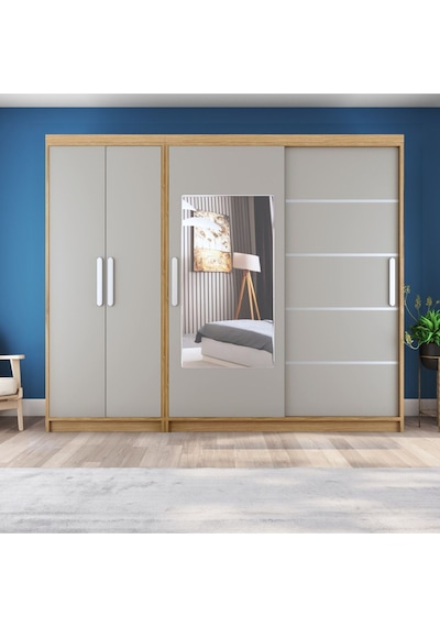 Sürgülü Gardırop Kısmı Kapaklı Sürgülü Gardırop 270cm /210 Cm Kül Gri+ud