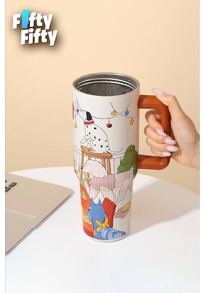 Dıller Cup 1200 Ml Pipetli/rahat İçim Kulplu Paslanmaz Çelik Termos -ffdıllerd9222 Çok Renkli
