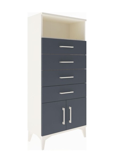 Arges Dolap Tek Raflı 4 Çekmeceli 2 Kapaklı 60x30x134 Aytaşı-antrasit Aytası