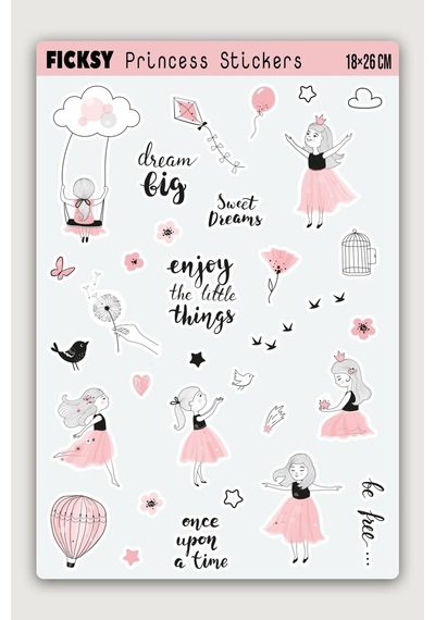 Küçük Prenses Sticker Seti - 33 Adet Etiket Çıkartma Diğer