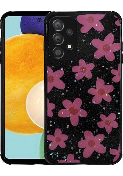 Galaxy Uyumlu A53 5g Kılıf Simli Desenli Kamera Korumalı Parlak Zore Popy Kapak Çiçek