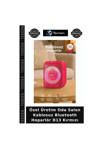 Özel Üretim Oda Salon Kablosuz Bluetooth Hoparlör D13 Kırmızı