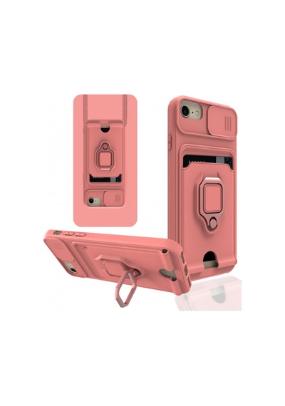 Apple Uyumlu - iPhone 7 Kılıf Zuma Kartvizitli Yüzüklü Silikon - Pembe