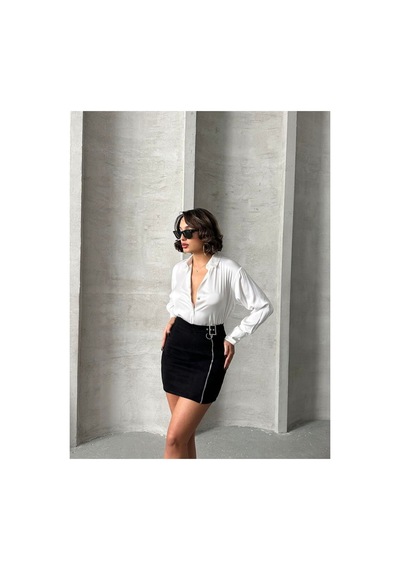 Verymoda Süet Fermuarlı Etek F0121 Siyah