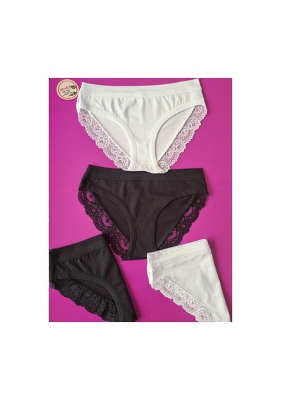 Demirsa Boutique Dantelli Ve Biye Detaylı 4'lü Siyah Ve Beyaz Renk Modal Kadın Bikini Külot Siyah-beyaz Demirsa Boutique Dantelli Ve Biye Detaylı 4'lü Siyah Ve Beyaz Renk Modal Kadın Bikini Külot Siyah-beyaz