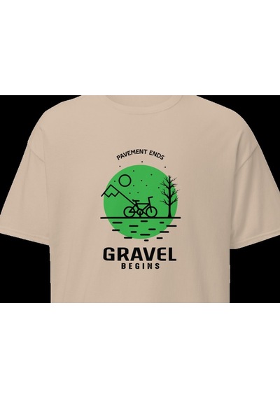 Wildstyle Gravel Begins Dağ Bisikleti Doğa Yol Macera Baskılı Unisex Bisiklet Yaka Pamuklu Tişört Camel
