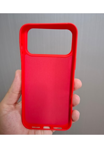 Apple Uyumlu iPhone 17 Pro Max Logolu İçi Kadife Silikon Lansman Kılıf Kırmızı