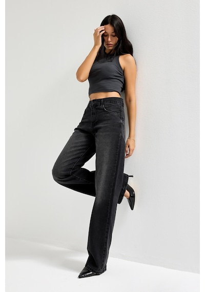 Itsbasic Kadın Koyu Füme Renk 2s6-1 Loose Fit Orta Bel %100 Koton Denim Jean Itsbasic Kadın Koyu Füme Renk 2s6-1 Loose Fit Orta Bel %100 Koton Denim Jean
