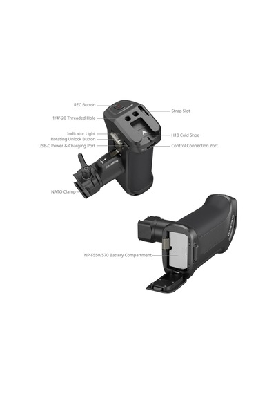 Smallrig 5235 Canon / Blackmagic Design Kameralar İçin Tetikli Rec İle Döner Yan Sap