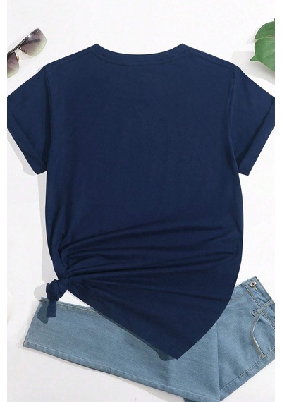 Sırt Baskılı Tasarım Tshirt Lacivert