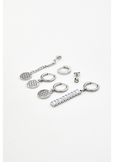 Sallantili Altili Set Küpe Gümüş
