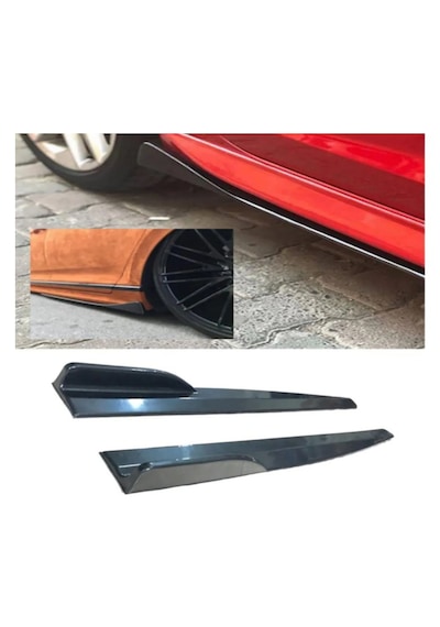 Seat Leon 2005-2012 Yan Marşpiyel Altı Lip Kulaklı Kısa 86 Cm Piona Black Parlak Siyah 2li Set